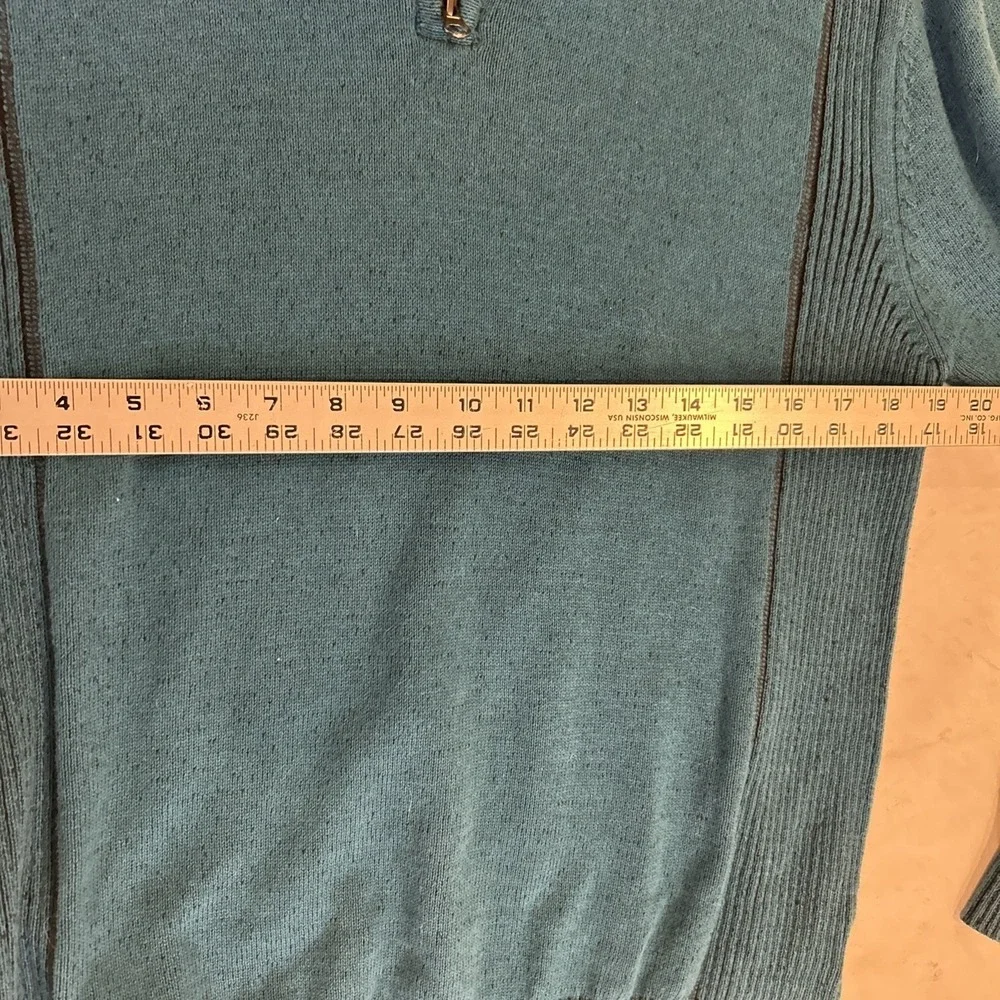Carbon Quarter Zip Pullover Mens XL Blue Ribbed Shoulder Cotton Sweater Knit Top